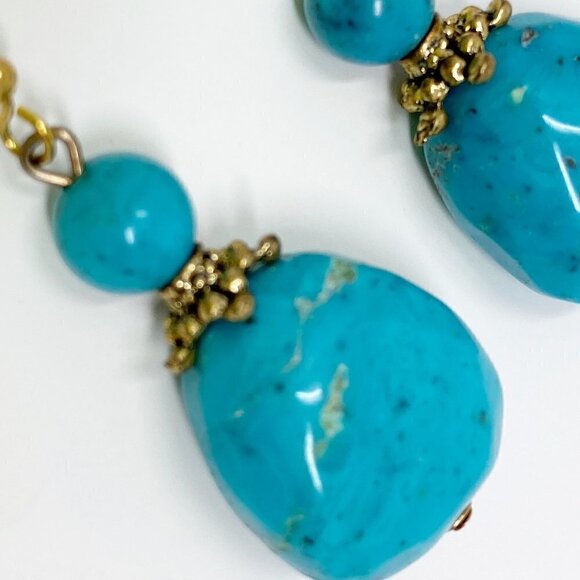 Southwestern Boho Faux Turquoise Stone Drop Earrings - Picture 3 of 3